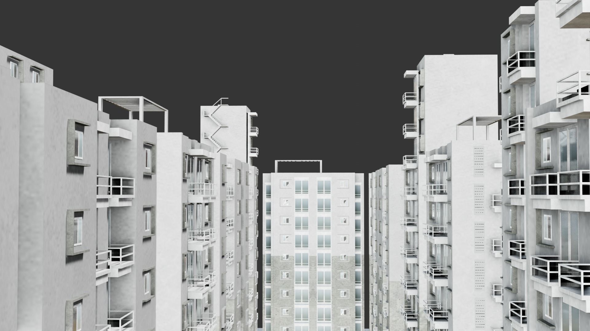Low poly Apartments - Game ready street in apartment building Low-poly 3D model_16