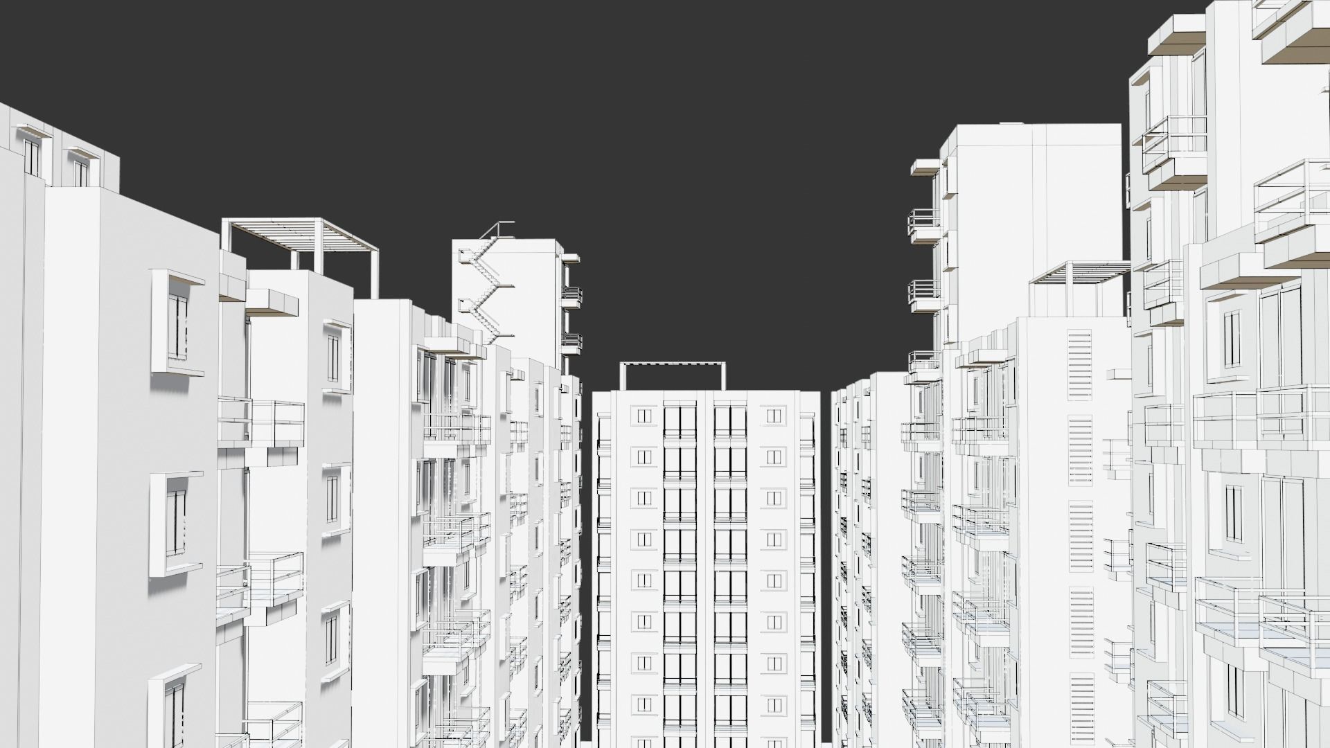 Low poly Apartments - Game ready street in apartment building Low-poly 3D model_17