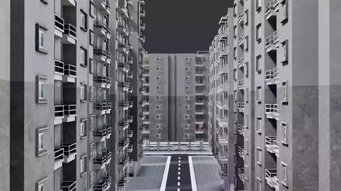 Low poly Apartments - Game ready street in apartment building