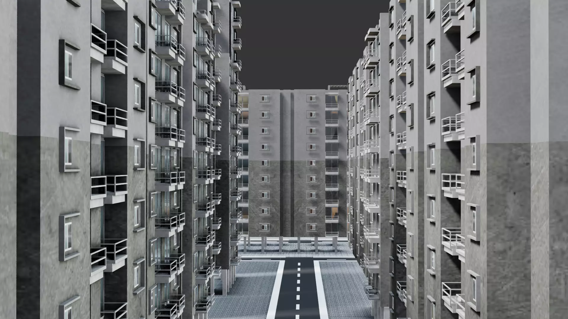 Low poly Apartments - Game ready street in apartment building Low-poly 3D model_0