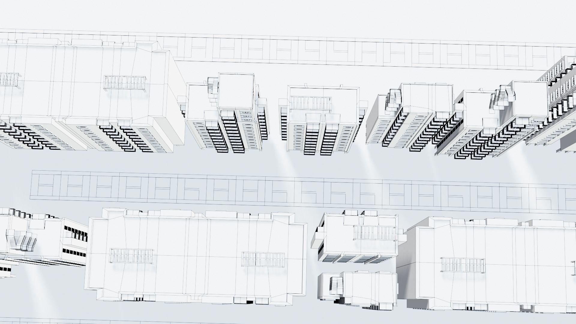 Low poly Apartments - Game ready street in apartment building Low-poly 3D model_9