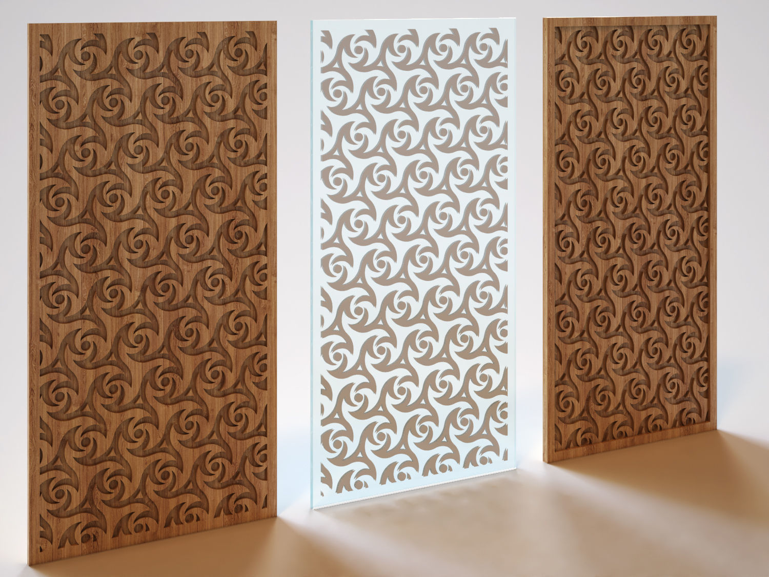 Partition wooden panel with pattern 3D model_1