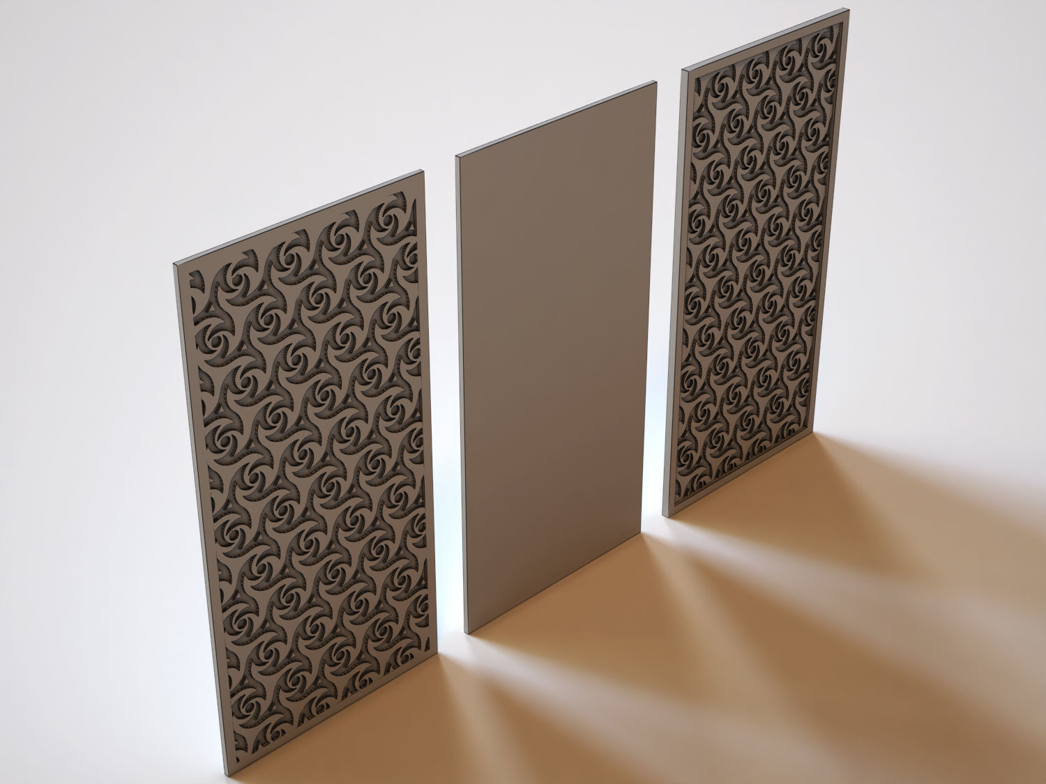 Partition wooden panel with pattern 3D model_2