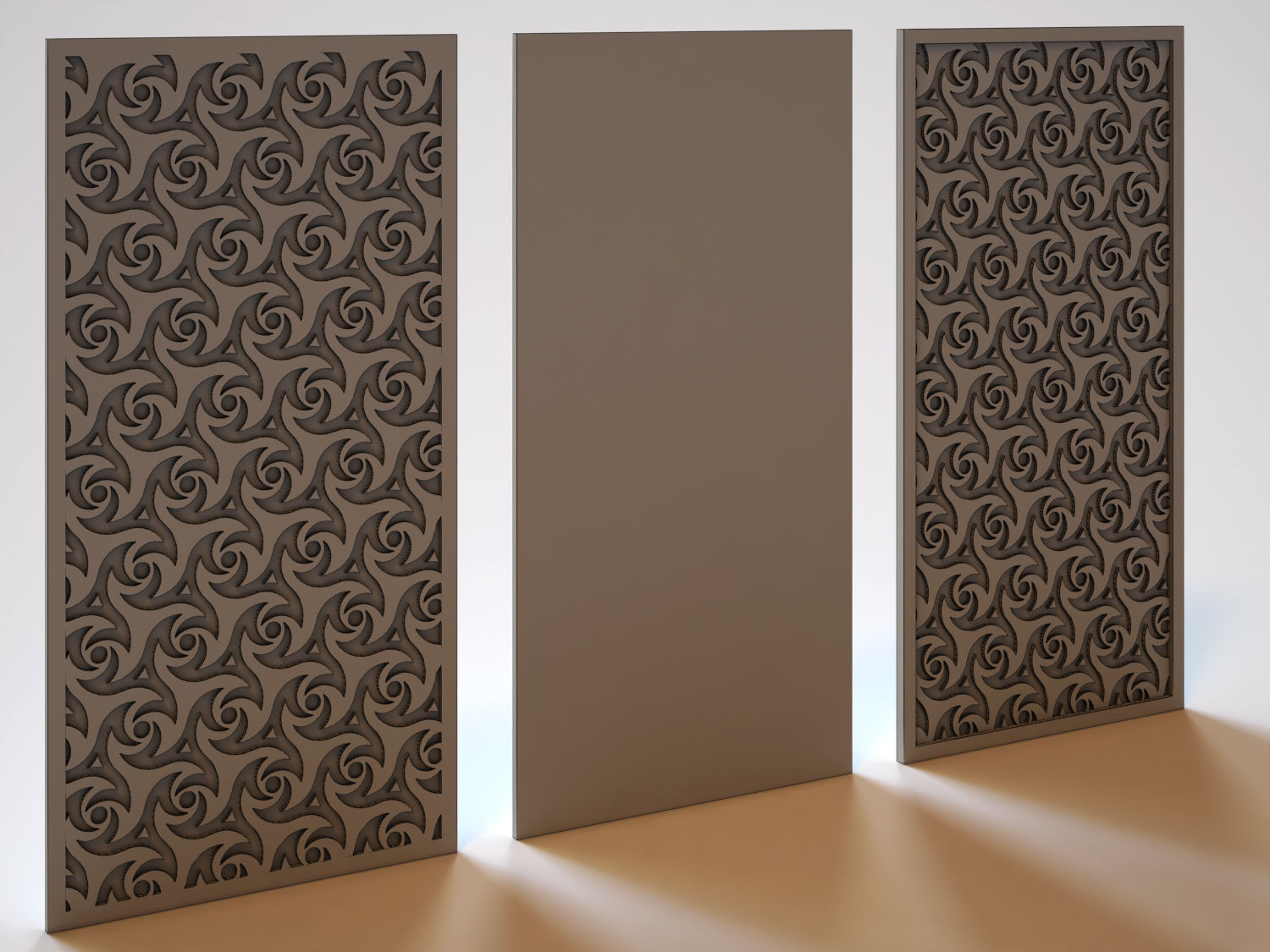 Partition wooden panel with pattern 3D model_3