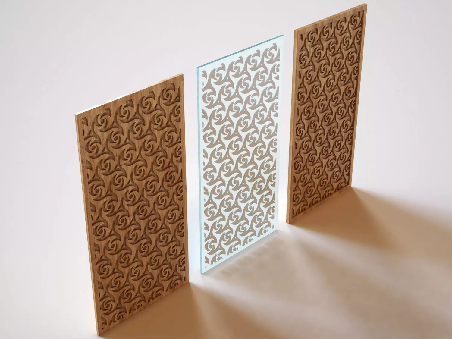 Partition wooden panel with pattern 3D model_0