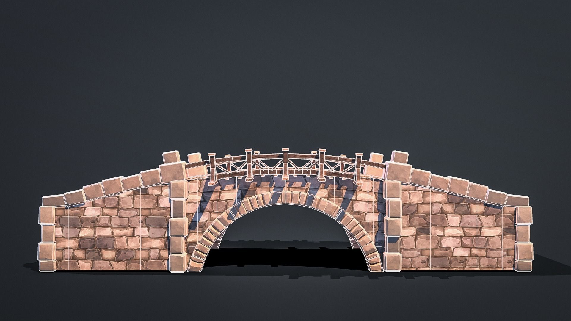 Stylized Wooden Bridge Low-poly 3D model_3