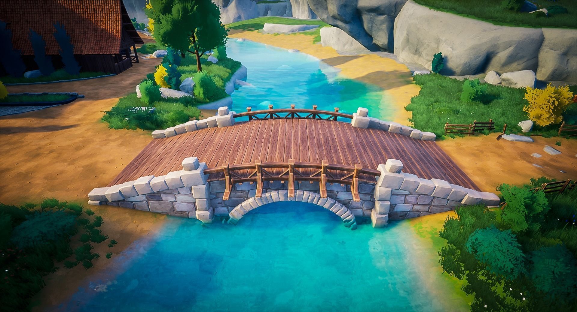 Stylized Wooden Bridge Low-poly 3D model_6