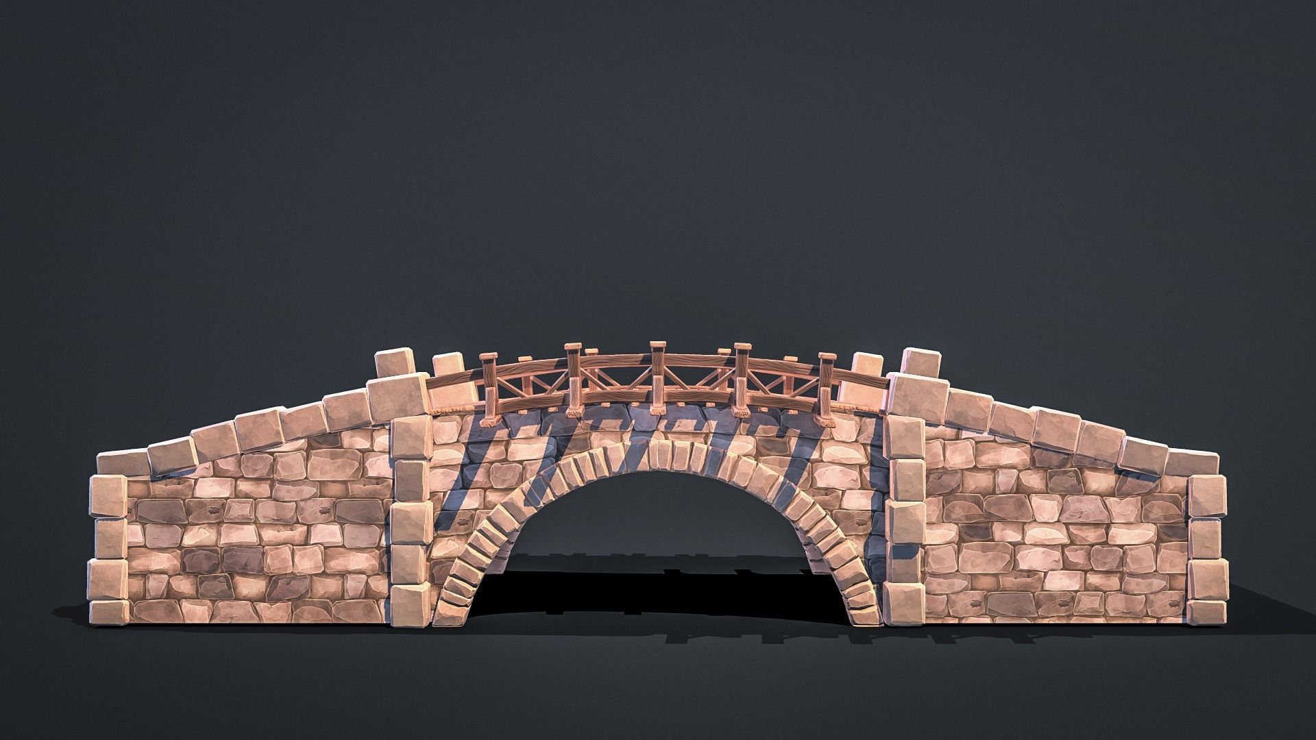 Stylized Wooden Bridge Low-poly 3D model_2