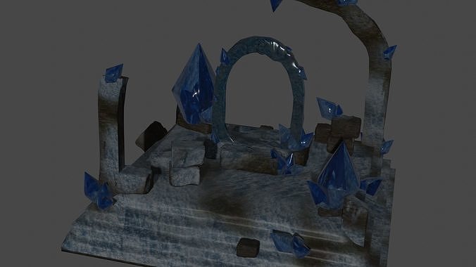 portal table with stones Low-poly 3D model