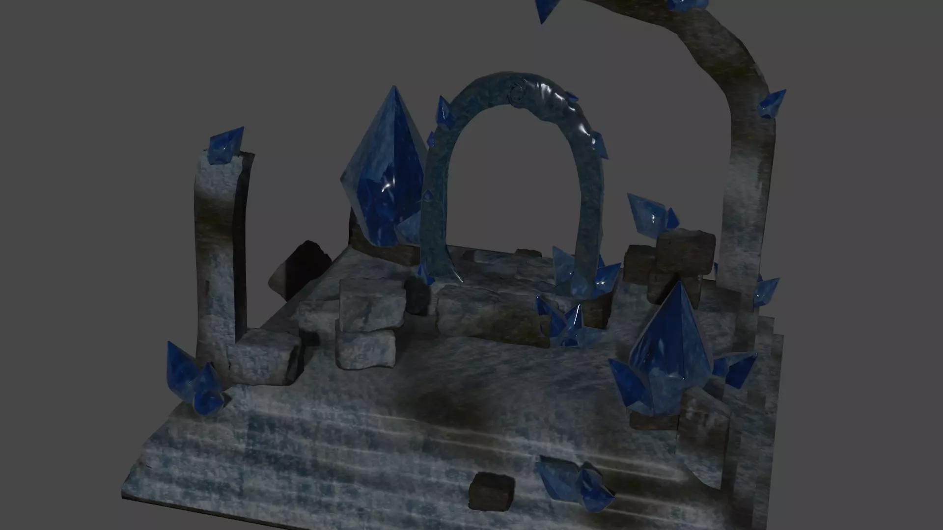 portal table with stones Low-poly 3D model