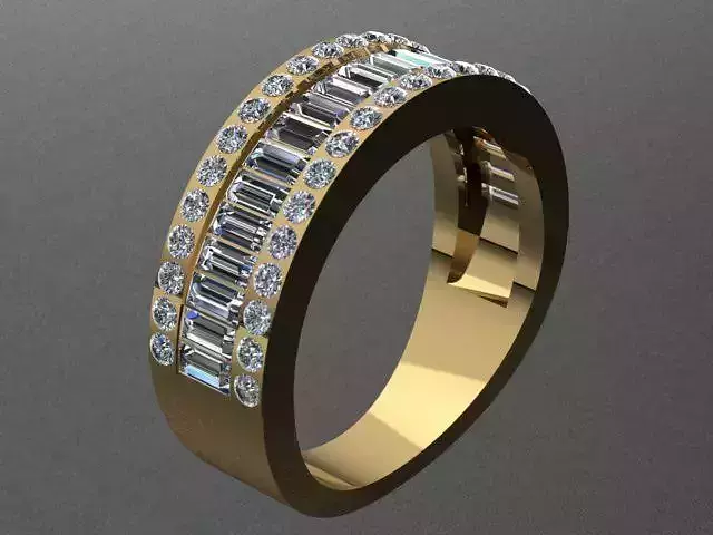 Baguette Diamond Engagement Band Ring 3D print model