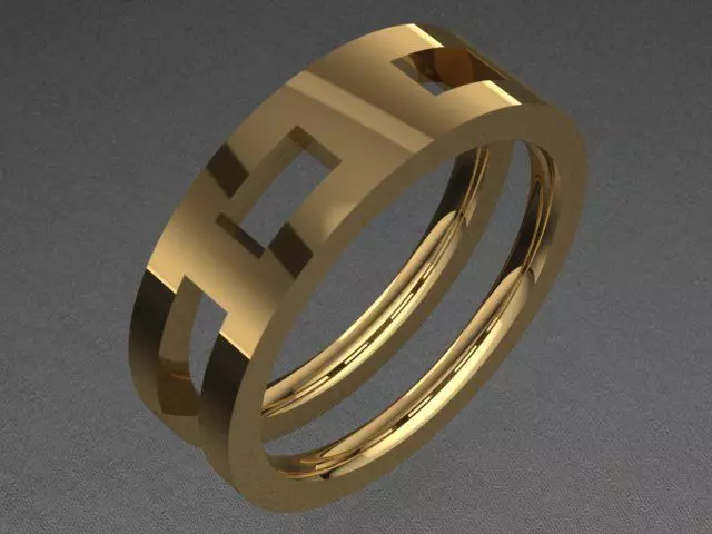 Golden Luxury Band Ring 3D print model_0