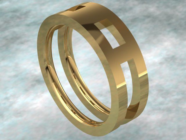 Golden Luxury Band Ring 3D print model_1