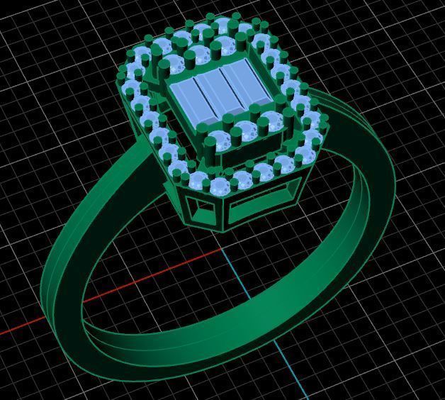 Baguette Diamond Ring 3D print model_1