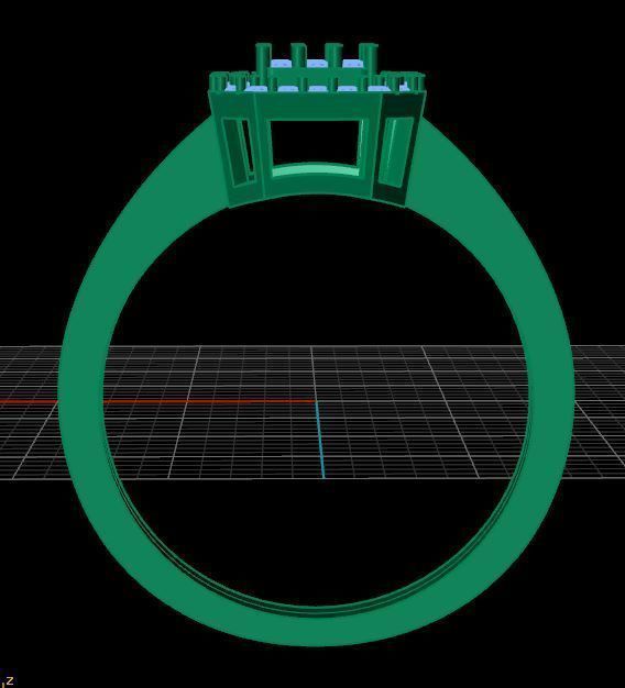 Baguette Diamond Ring 3D print model_7