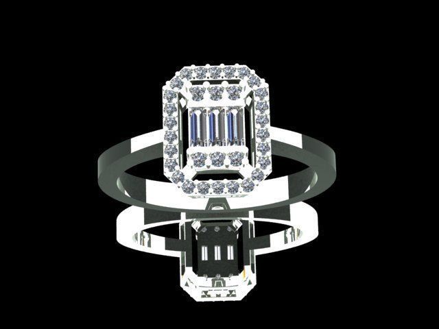 Baguette Diamond Ring 3D print model_8