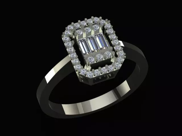 Baguette Diamond Ring 3D print model_0
