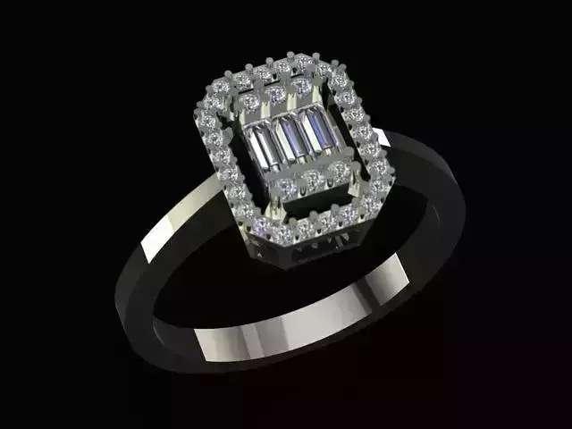 Baguette Diamond Ring 3D print model