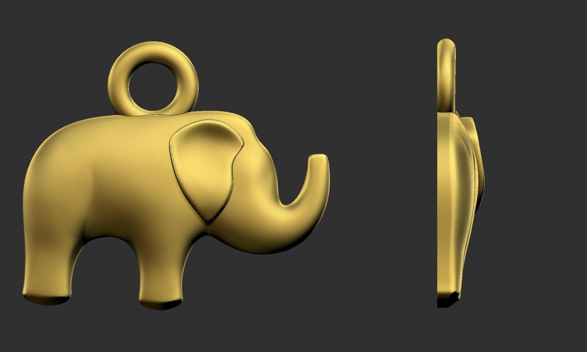 Elephant Simple Pendant 3D print model_1