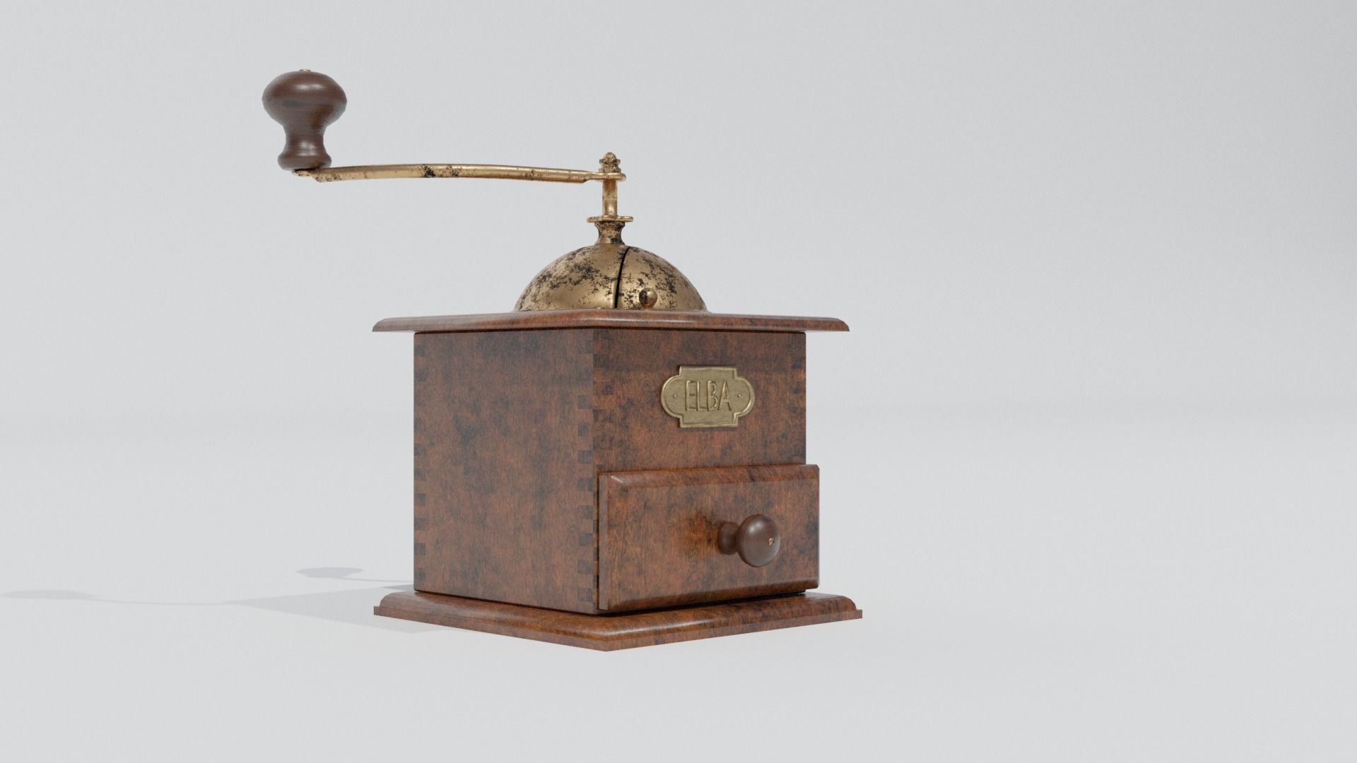 Rigged vintage coffe grinder Low-poly 3D model_4