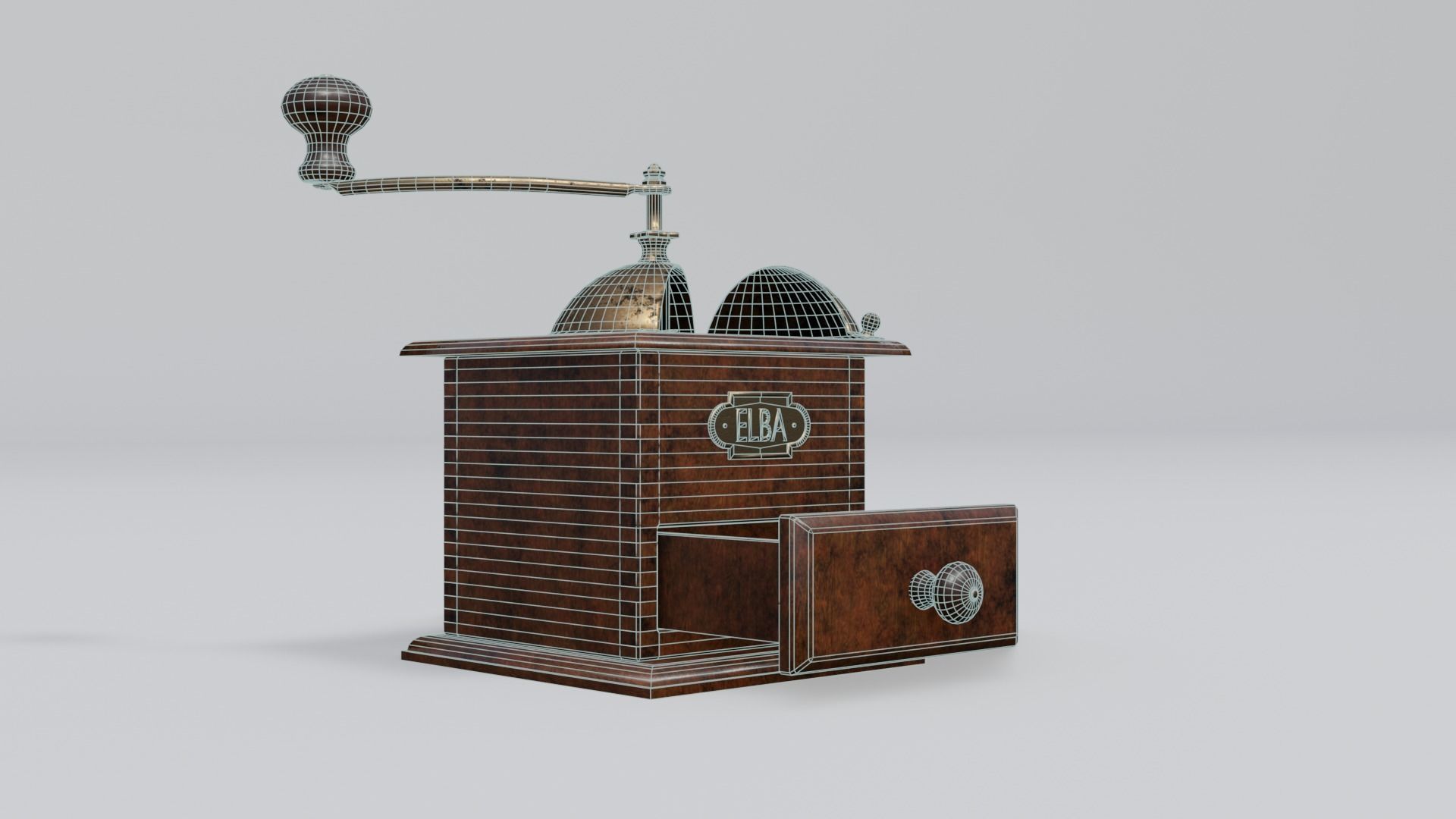 Rigged vintage coffe grinder Low-poly 3D model_6