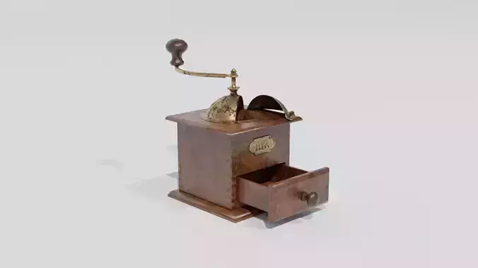 Rigged vintage coffe grinder Low-poly 3D model