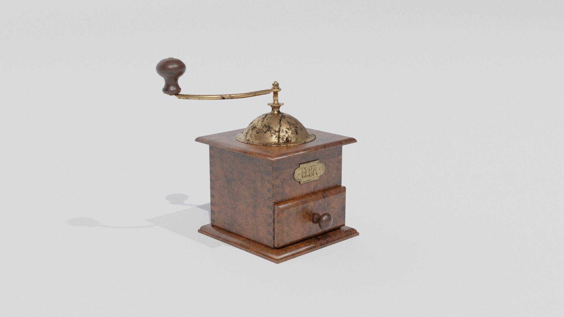 Rigged vintage coffe grinder Low-poly 3D model_1