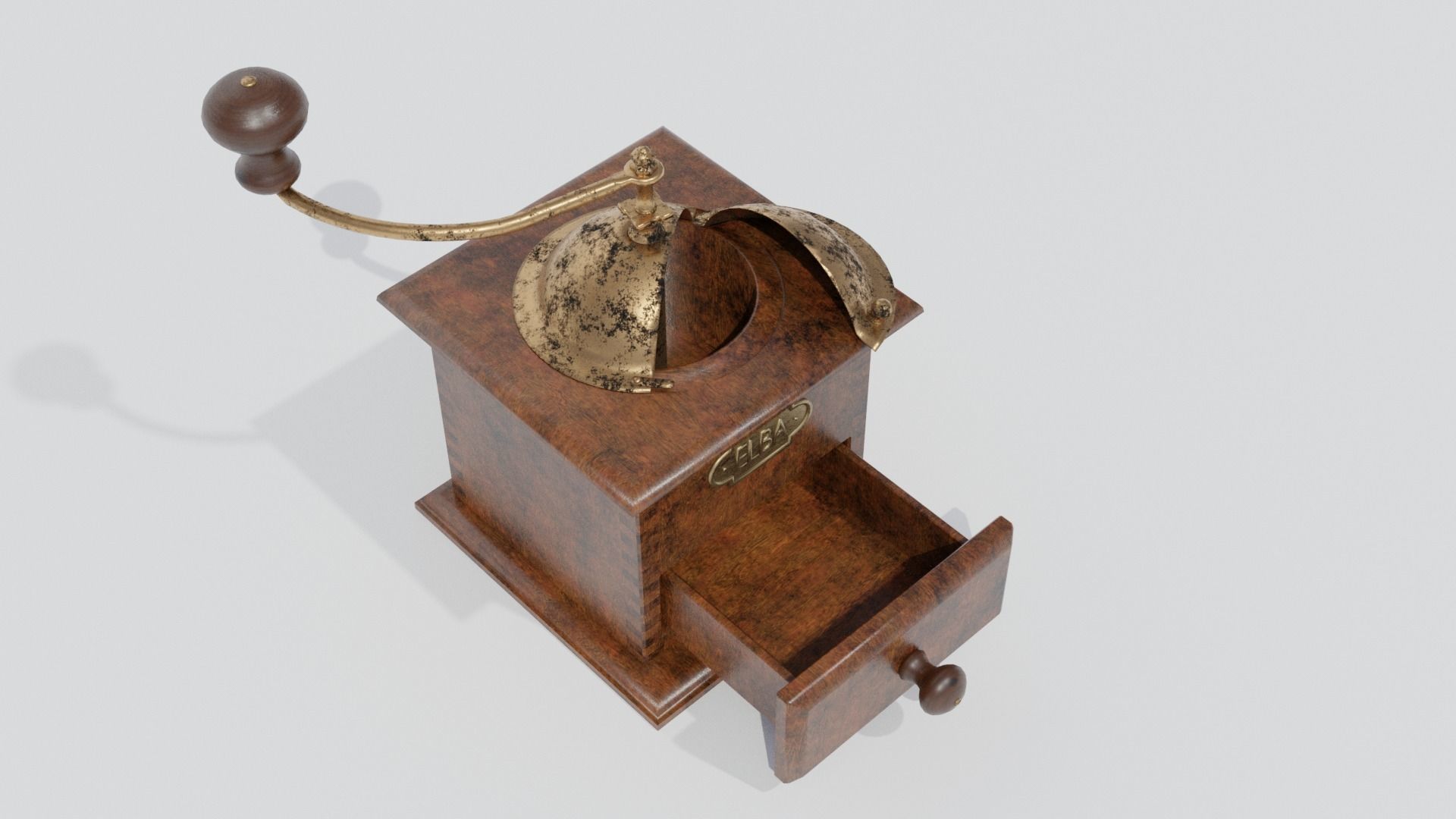 Rigged vintage coffe grinder Low-poly 3D model_2