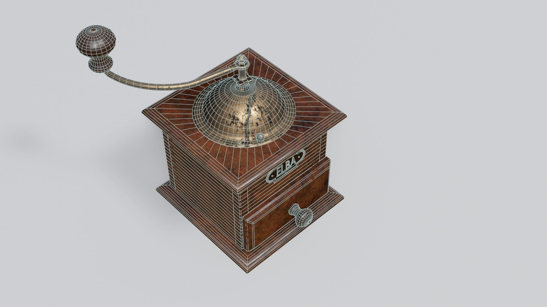 Rigged vintage coffe grinder Low-poly 3D model_5