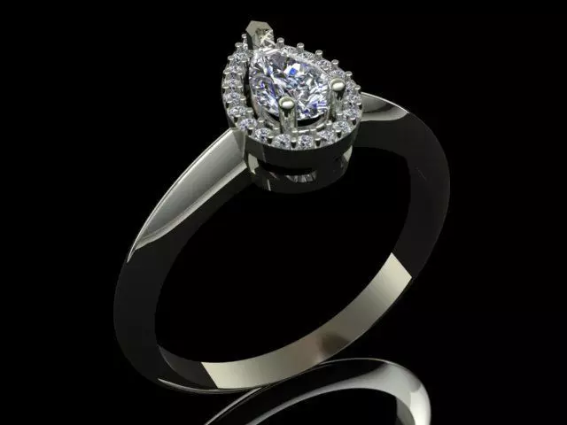 Drop Shaped Diamond Luxury Ring 3D print model