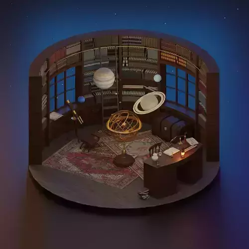 Astronomy room Low-poly 3D model