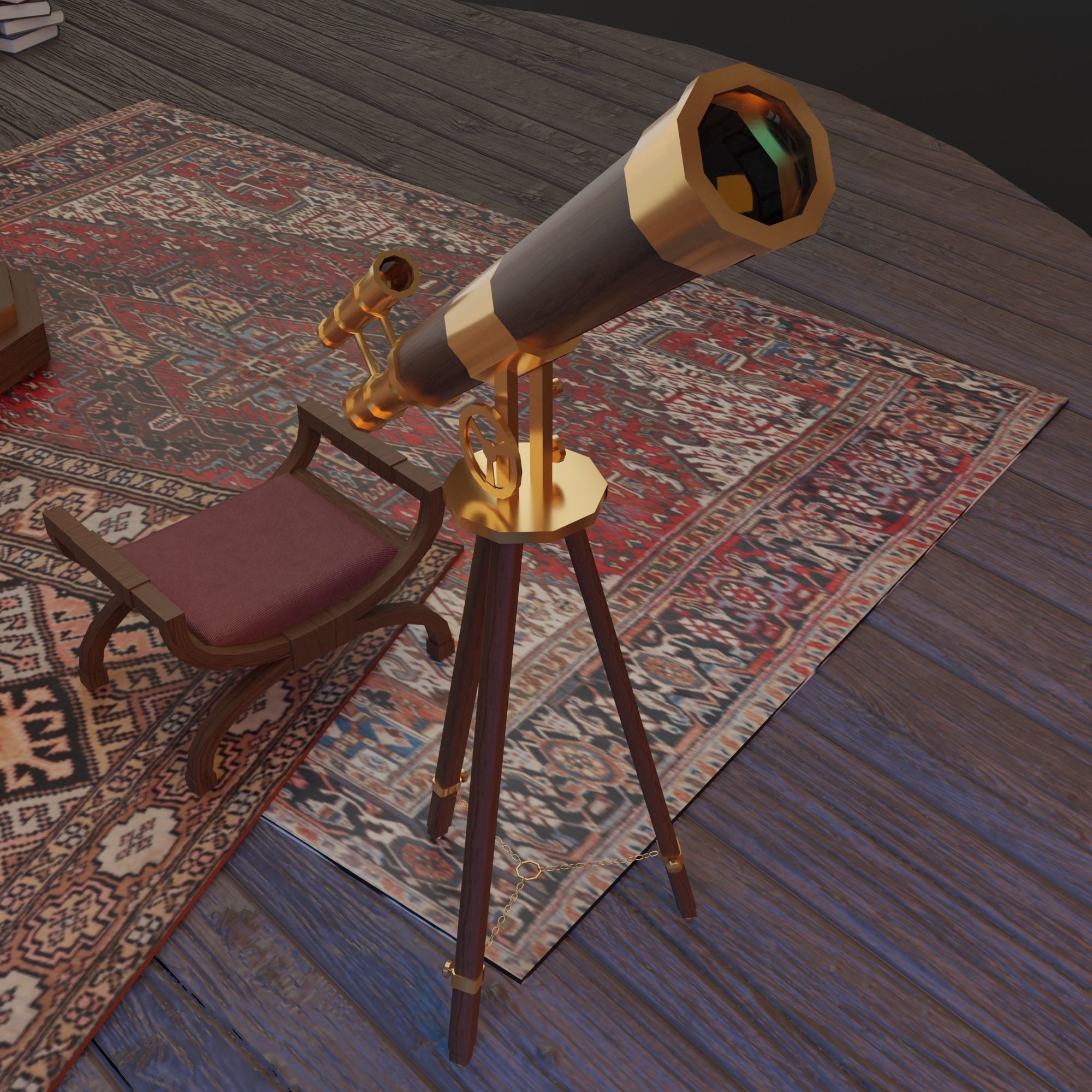 Astronomy room Low-poly 3D model_4