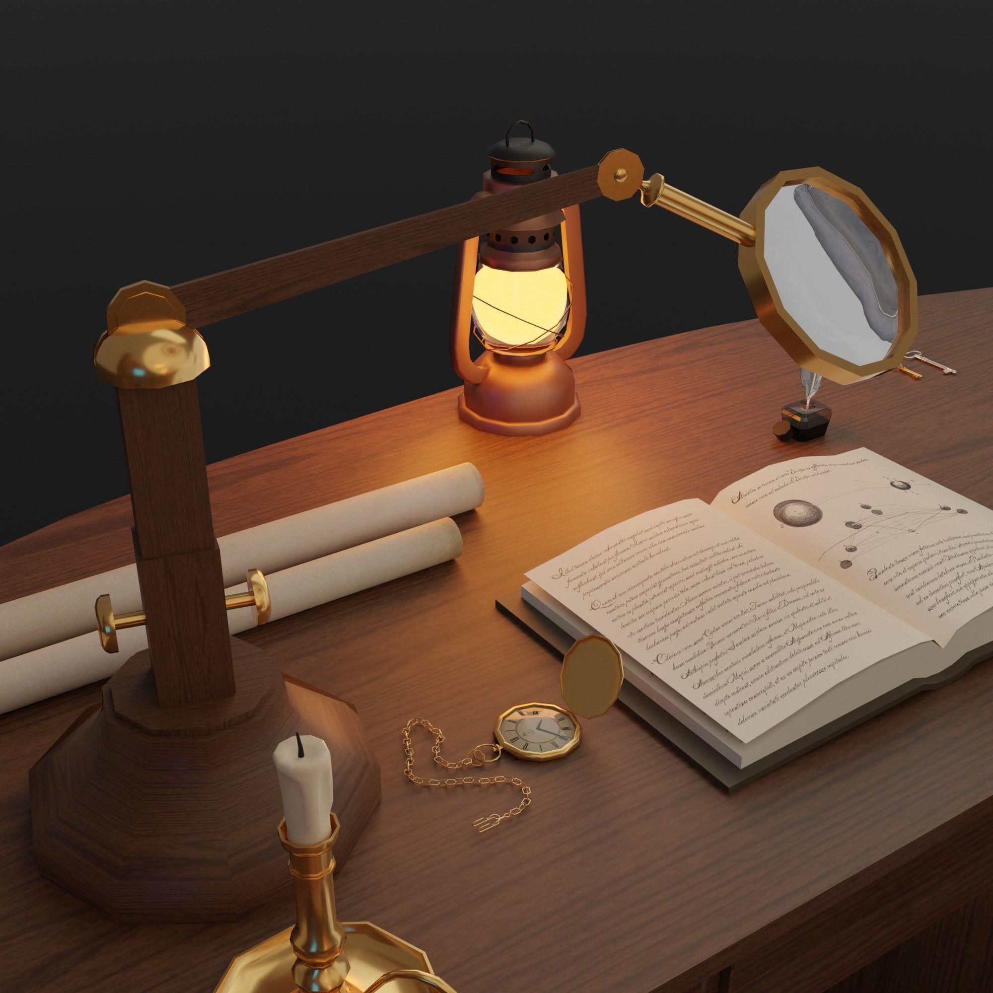 Astronomy room Low-poly 3D model_21