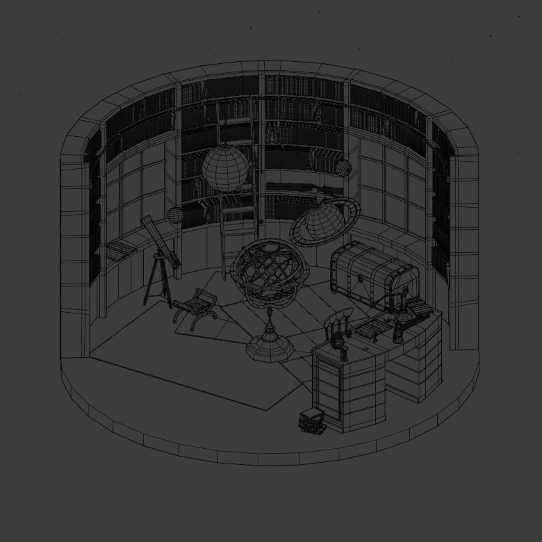 Astronomy room Low-poly 3D model_2