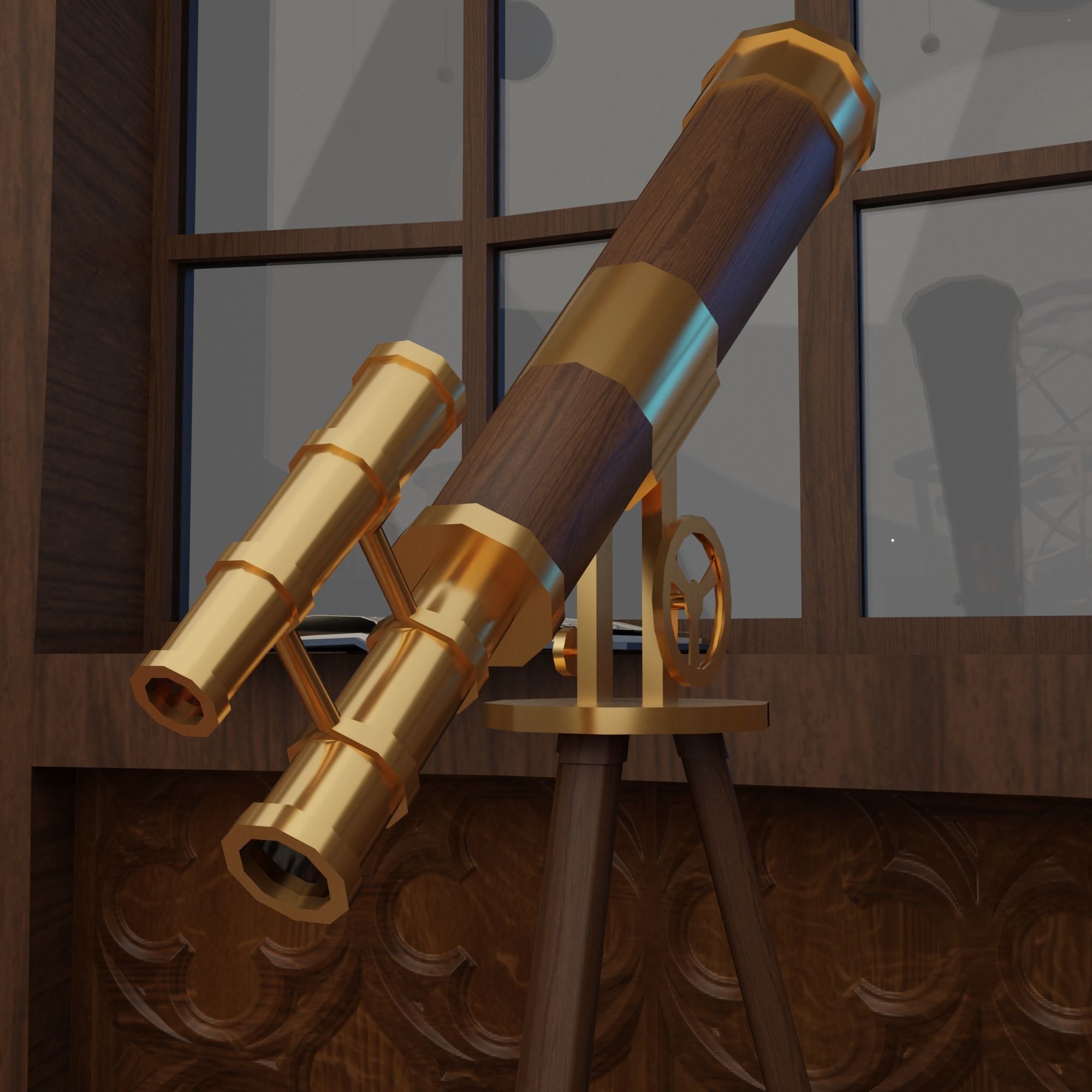 Astronomy room Low-poly 3D model_5