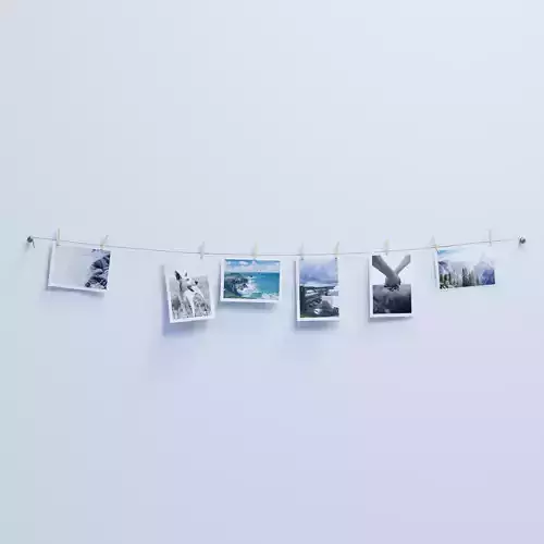 Ribbon Hung Pictures Low-poly 3D model
