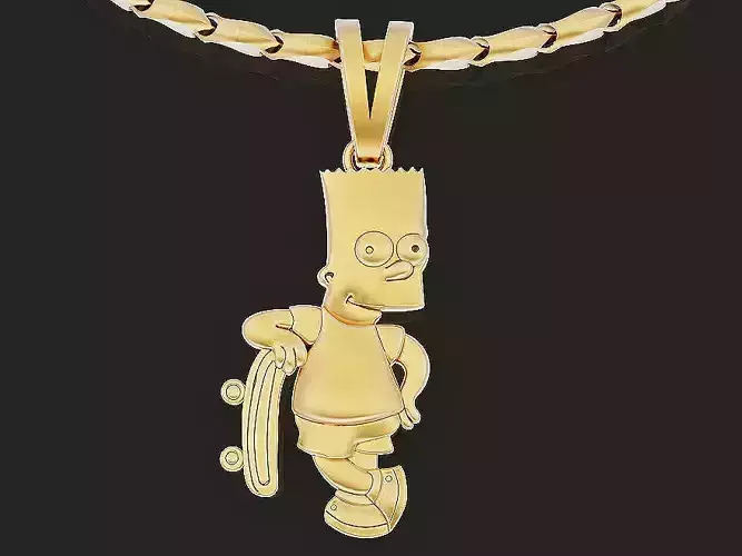 Simpsons Barts Pendant  Silver Gold  Print