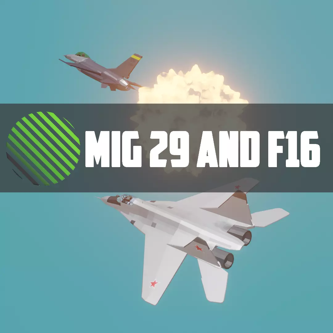 MIG 29 AND F16 low poly Low-poly 3D model_0