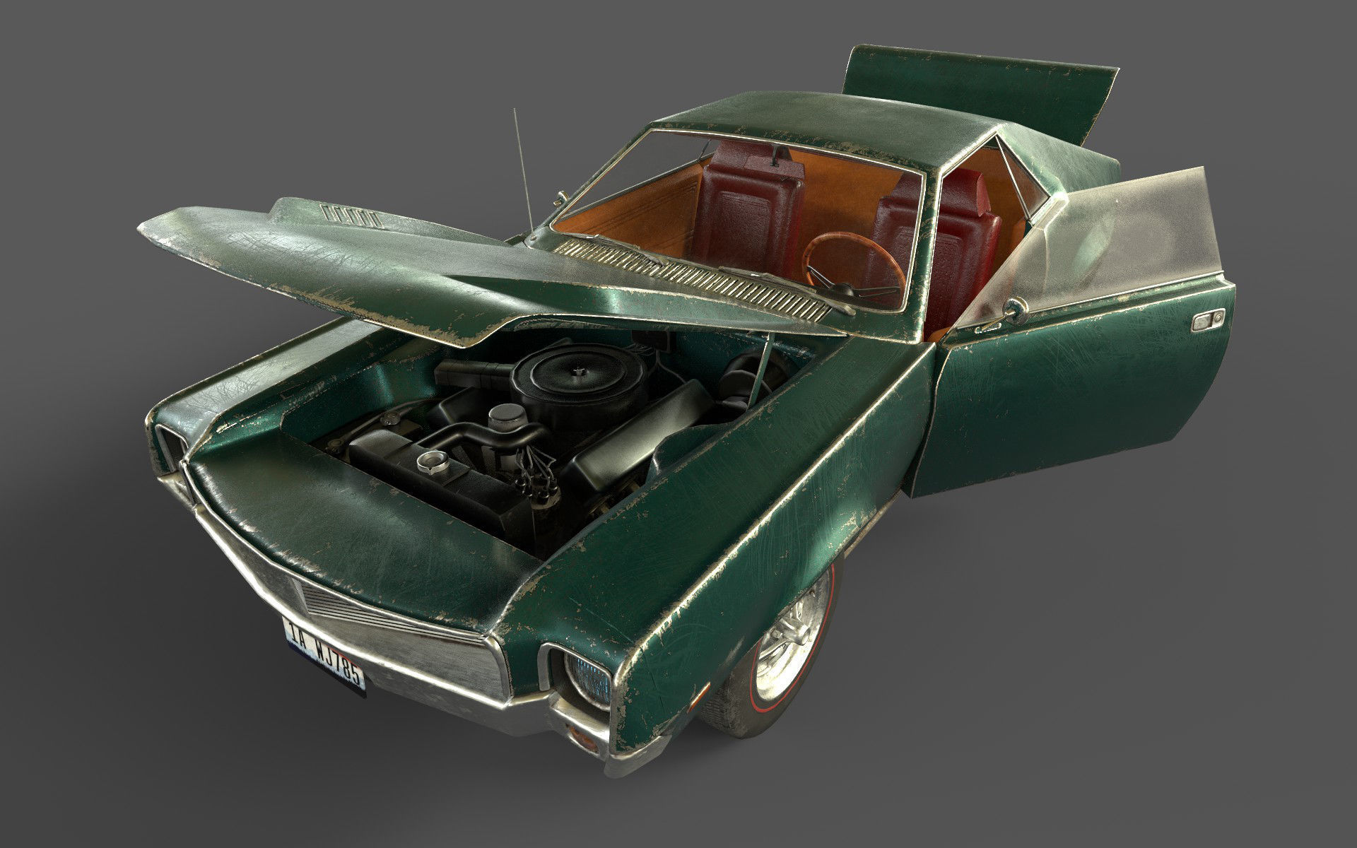 AMC AMX 1968 Low-poly 3D model_7
