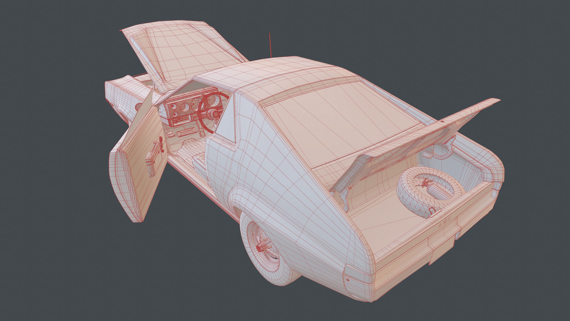 AMC AMX 1968 Low-poly 3D model_12