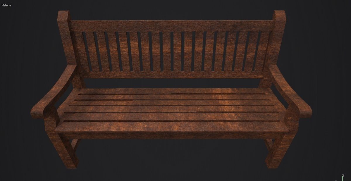 Garden Bench 3D Model Low-poly 3D model_4