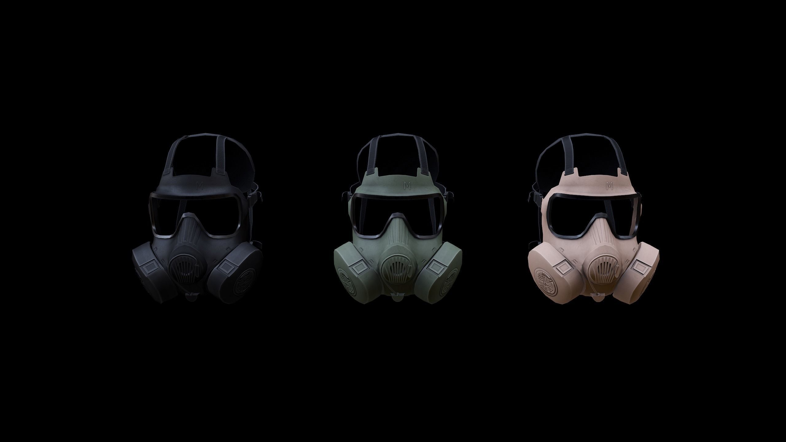 M50 Gasmask Low-poly 3D model_9