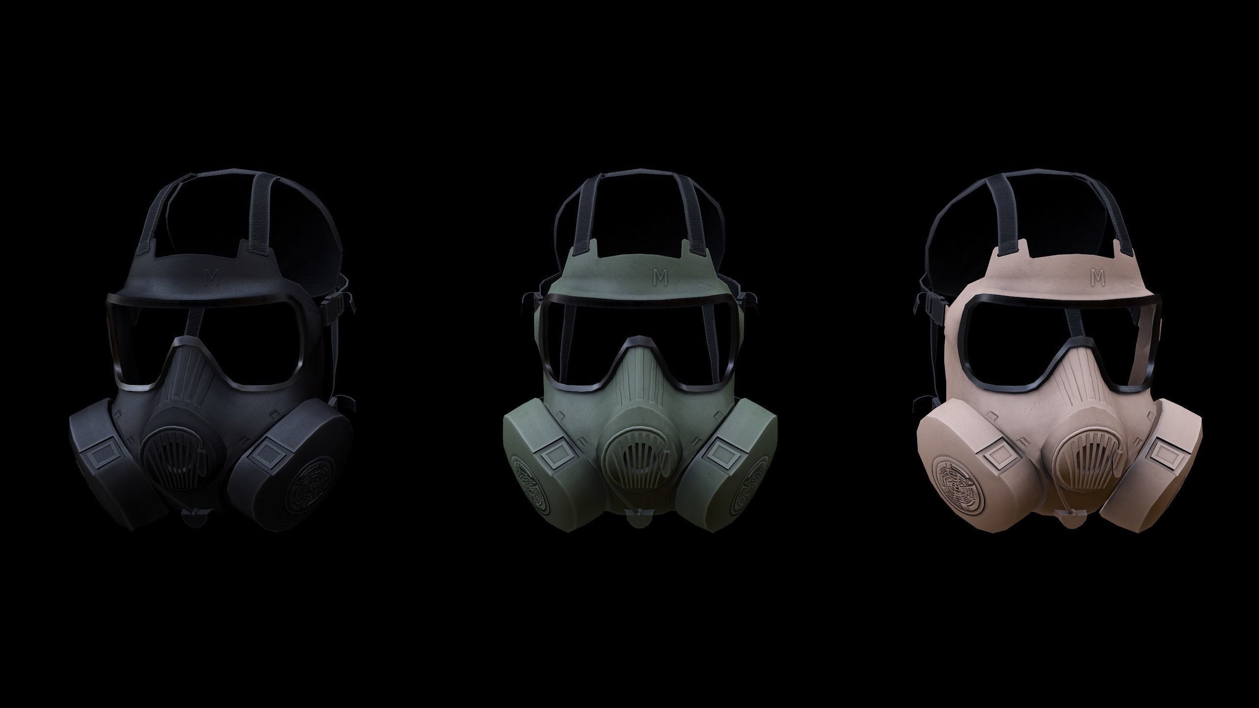 M50 Gasmask Low-poly 3D model_10