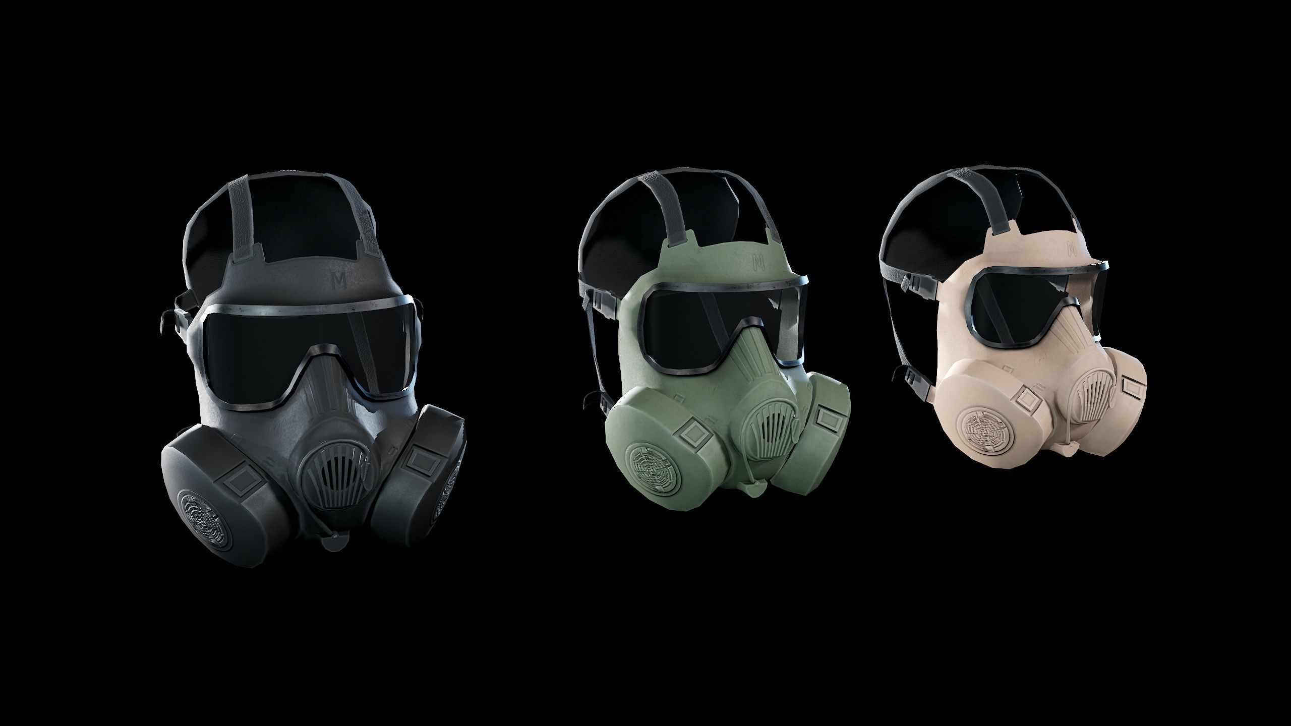 M50 Gasmask Low-poly 3D model_12