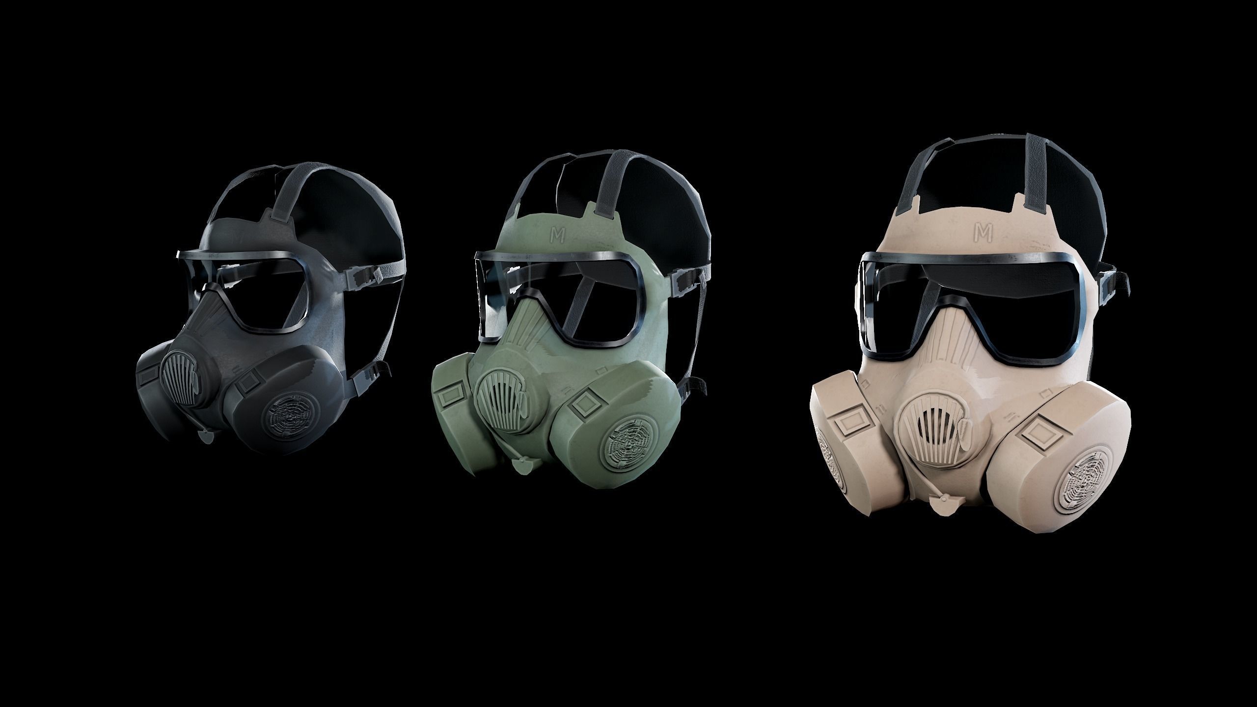 M50 Gasmask Low-poly 3D model_2