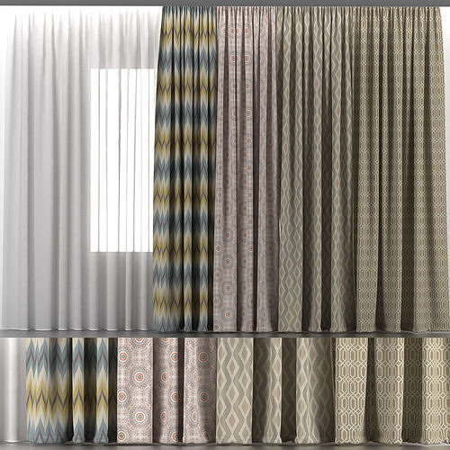 Curtains and tulle 5 3D model