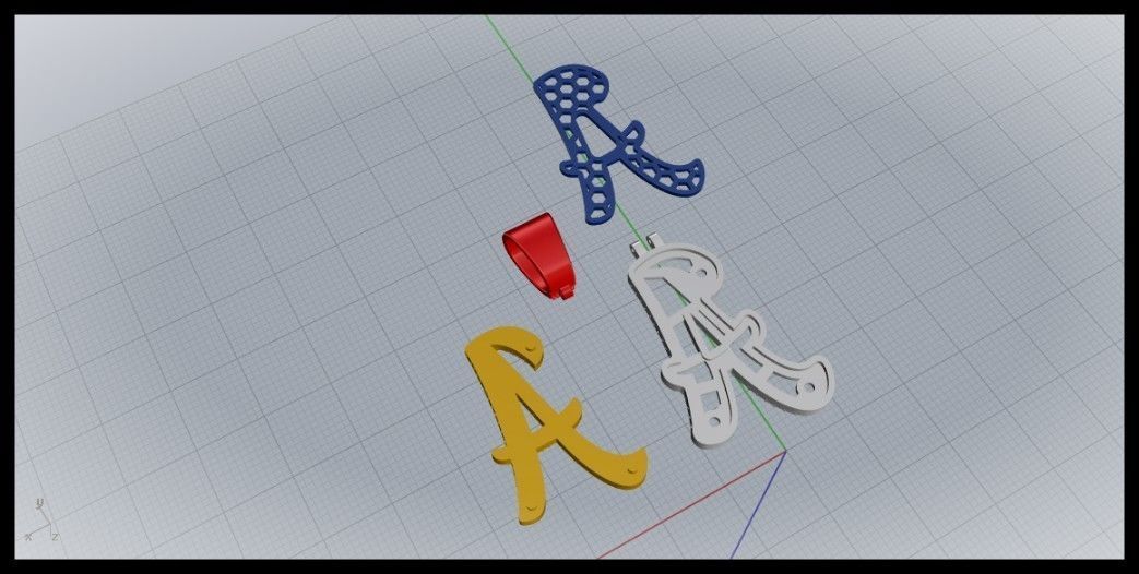 A CURVED FONT  PENDANT  3D print model_7