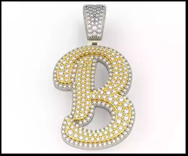B CURVED FONT PENDANT 3D print model