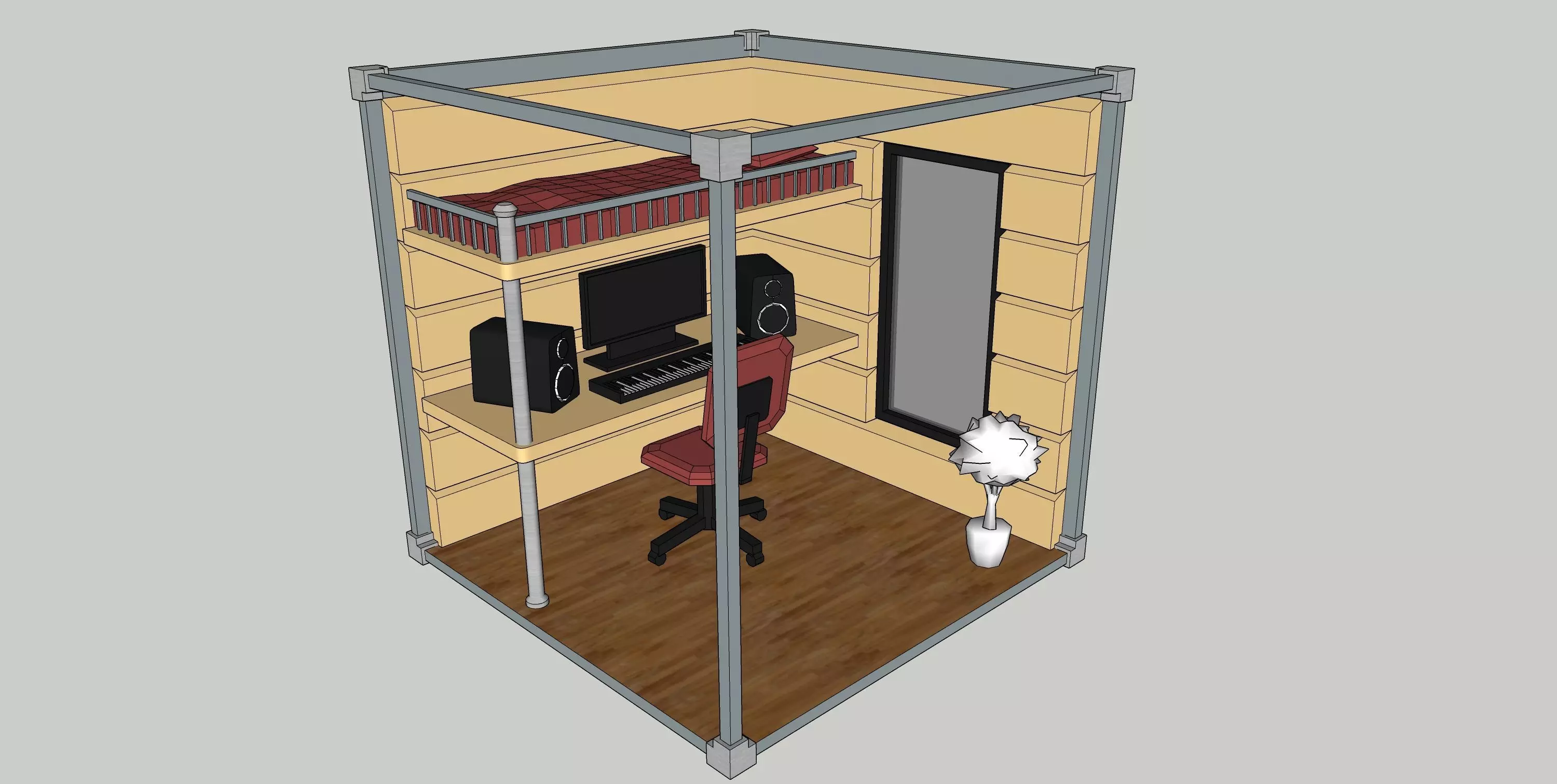 study room interior 3D model