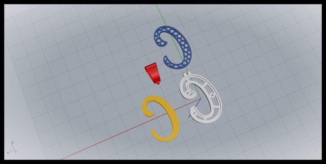 C CURVED FONT PENDANT 3D print model_7
